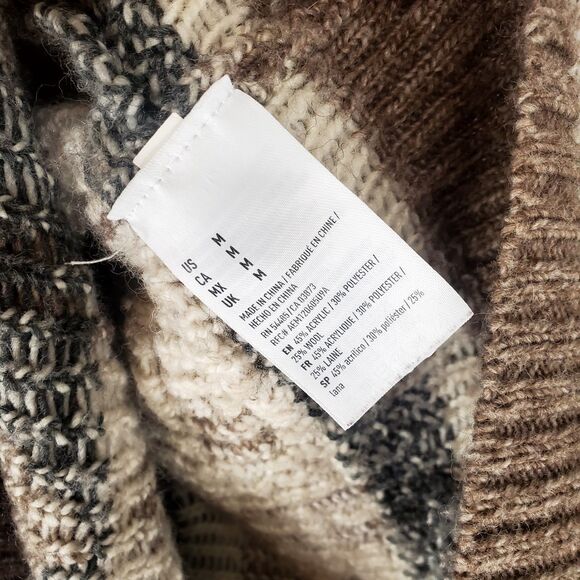 AEO American Eagle Neutral Aztec Southwest Knit Sweater Wool Blend Size Medium - Picture 7 of 7